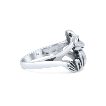 Dainty Smiling Frog Petite Filigree Animal Custom Oxidized Band Thumb Ring